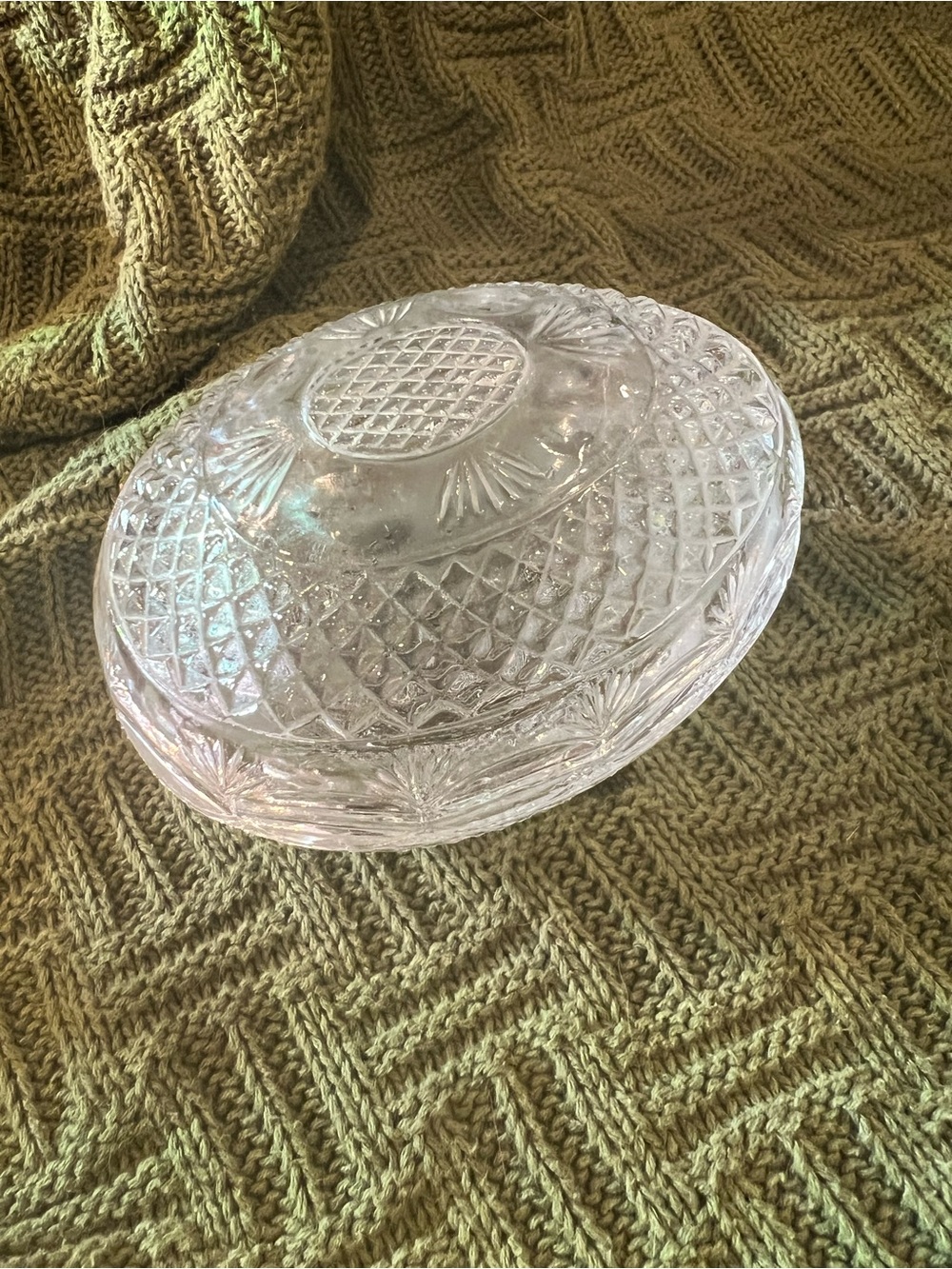 Vintage 1977 Avon Mother's Day Lead Crystal Egg Trinket / Candy Dish